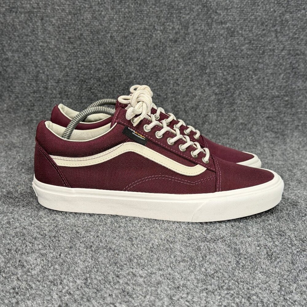 Vans Old Skool Sneakers Mens Size 10.5 Maroon Cordura Fabric Low Lace Retro Shoe
